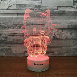 Crack Lighting Base Anime Cute Hello Kitty 3D Illusion Lamp Night Light 3DL1402