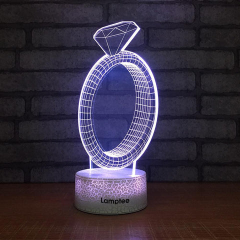 Image of Crack Lighting Base Other Diamond Ring Visual 3D Illusion Lamp Night Light 3DL002