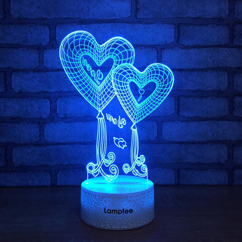 Image of Crack Lighting Base Festival Romantic Love Heart 3D Illusion Lamp Night Light 3DL010
