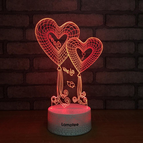 Image of Crack Lighting Base Festival Romantic Love Heart 3D Illusion Lamp Night Light 3DL010