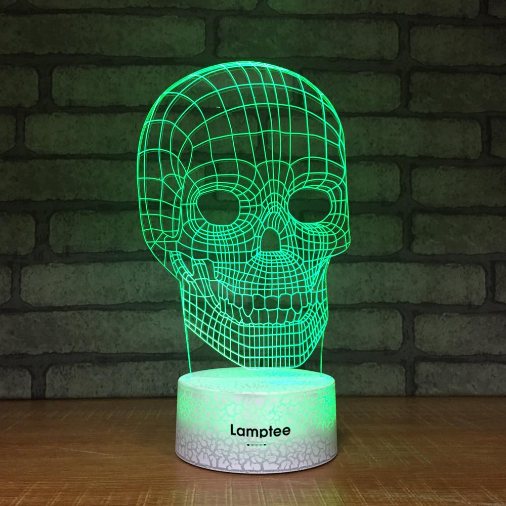 Crack Lighting Base Art Creepy Punisher Skull 3D Illusion Lamp Night Light 3DL013