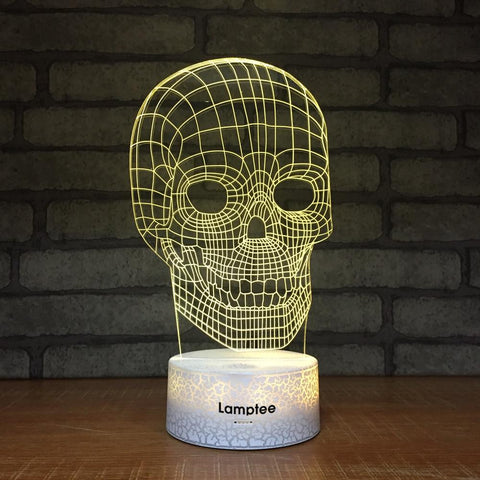 Image of Crack Lighting Base Art Creepy Punisher Skull 3D Illusion Lamp Night Light 3DL013