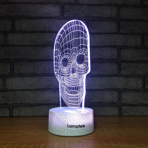 Image of Crack Lighting Base Art Creepy Punisher Skull 3D Illusion Lamp Night Light 3DL013