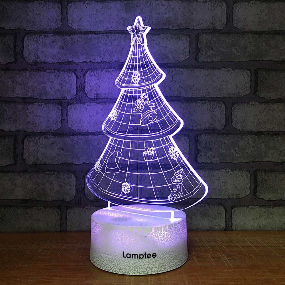 Crack Lighting Base Festival Christmas Tree 3D Illusion Lamp Night Light 3DL015