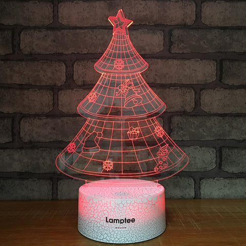 Image of Crack Lighting Base Festival Christmas Tree 3D Illusion Lamp Night Light 3DL015