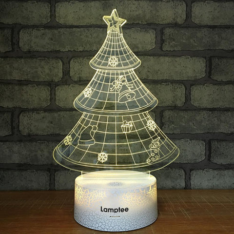 Image of Crack Lighting Base Festival Christmas Tree 3D Illusion Lamp Night Light 3DL015