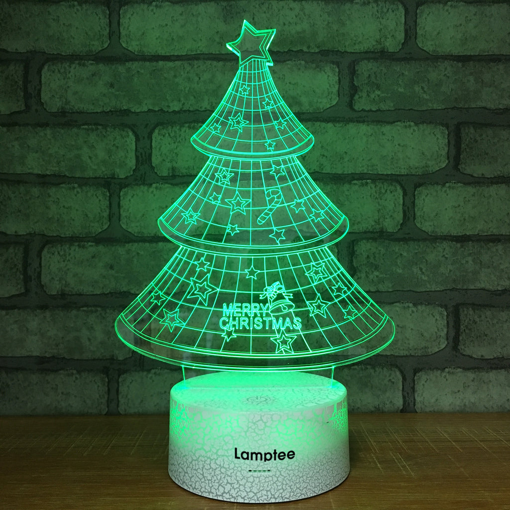 Crack Lighting Base Festival Novelty Christmas Tree 3D Illusion Lamp Night Light 3DL029