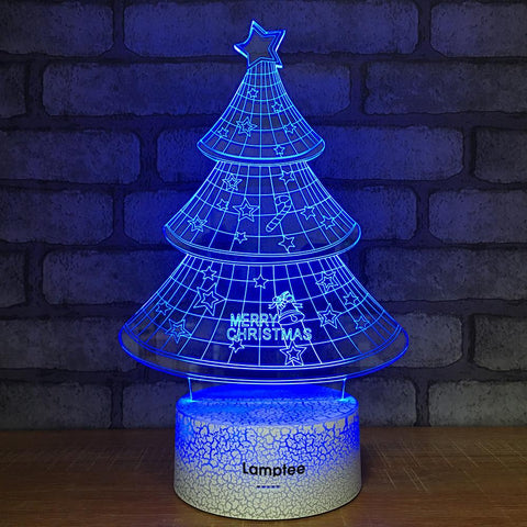 Image of Crack Lighting Base Festival Novelty Christmas Tree 3D Illusion Lamp Night Light 3DL029