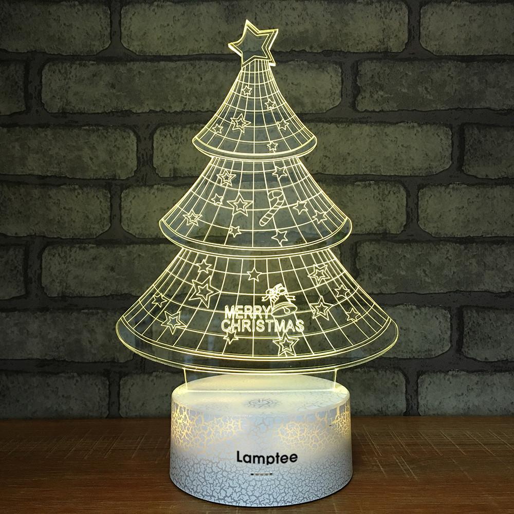 Crack Lighting Base Festival Novelty Christmas Tree 3D Illusion Lamp Night Light 3DL029