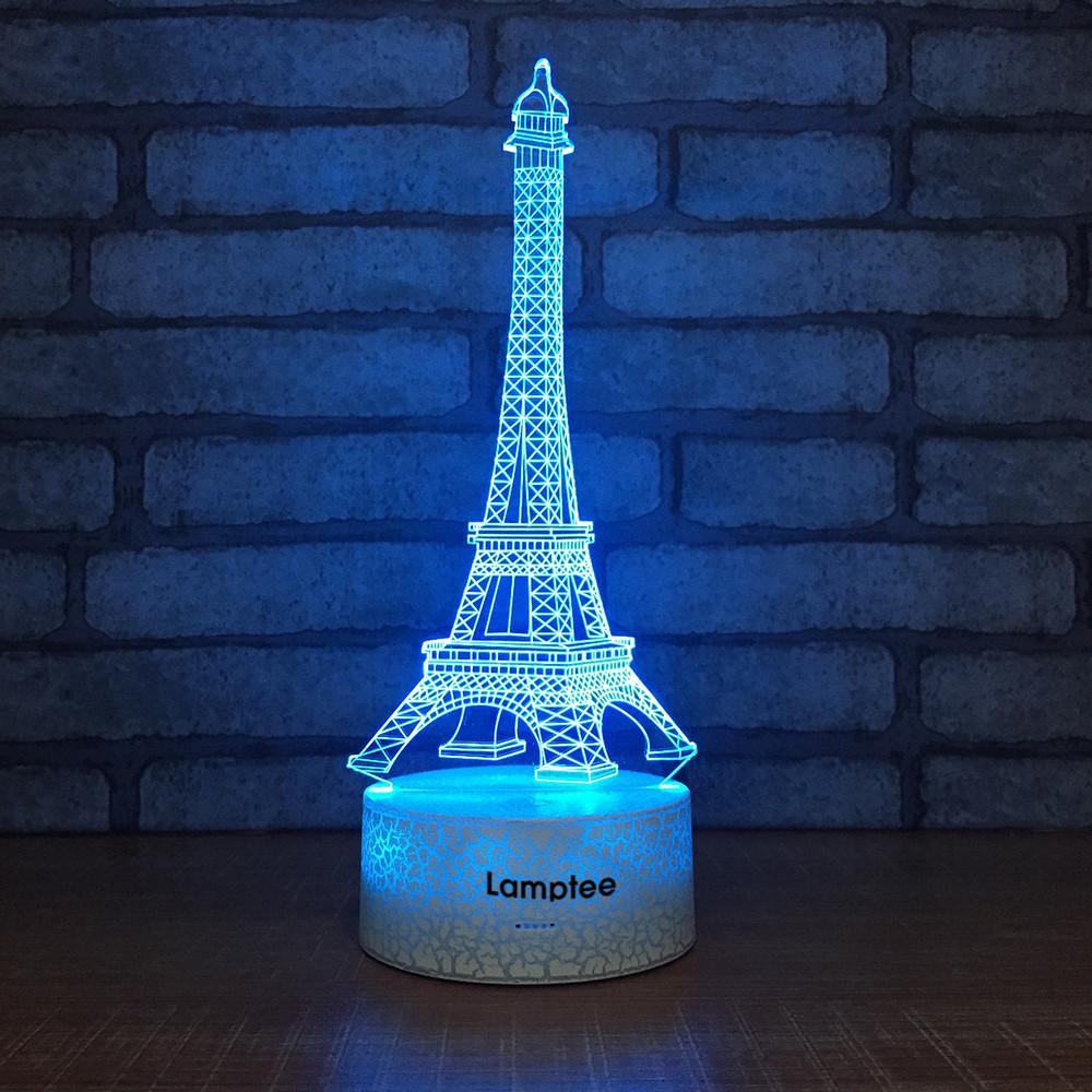 Crack Lighting Base Building The Eiffel Tower 3D Illusion Lamp Night Light 3DL041