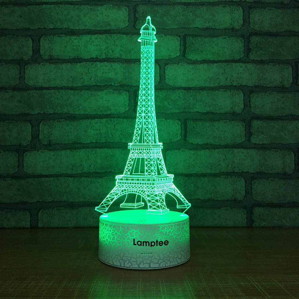 Crack Lighting Base Building The Eiffel Tower 3D Illusion Lamp Night Light 3DL041