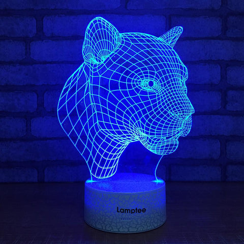 Image of Crack Lighting Base Animal Creative Animal Leopard Head 3D Illusion Lamp Night Light 3DL043