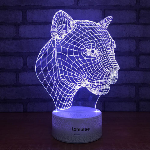 Image of Crack Lighting Base Animal Creative Animal Leopard Head 3D Illusion Lamp Night Light 3DL043
