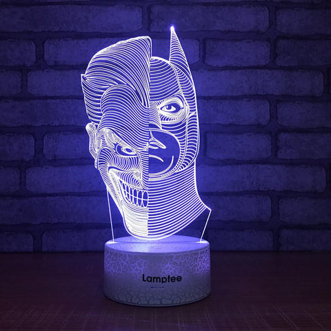 Image of Crack Lighting Base Art Half Joker Half Batman Visual 3D Illusion Night Light Lamp 3DL044