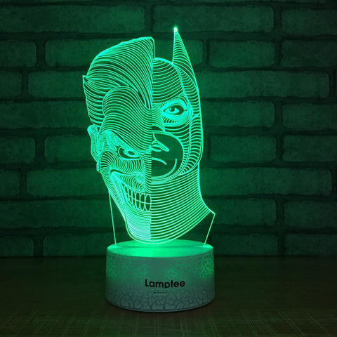 Image of Crack Lighting Base Art Half Joker Half Batman Visual 3D Illusion Night Light Lamp 3DL044