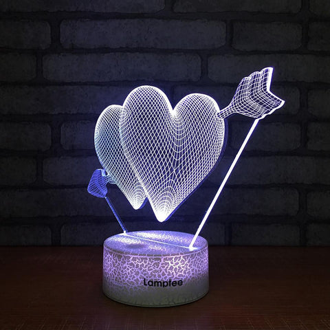 Image of Crack Lighting Base Festival Creative Love Heart 3D Illusion Lamp Night Light 3DL045