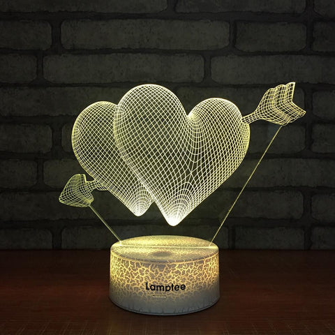 Image of Crack Lighting Base Festival Creative Love Heart 3D Illusion Lamp Night Light 3DL045