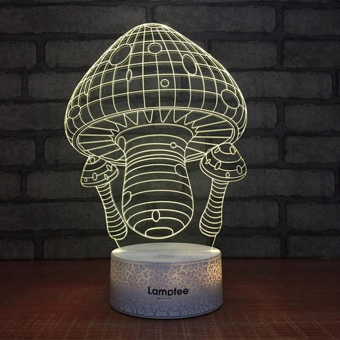 Image of Crack Lighting Base Other Creative Cartoon Mushroom 3D Illusion Lamp Night Light 3DL053