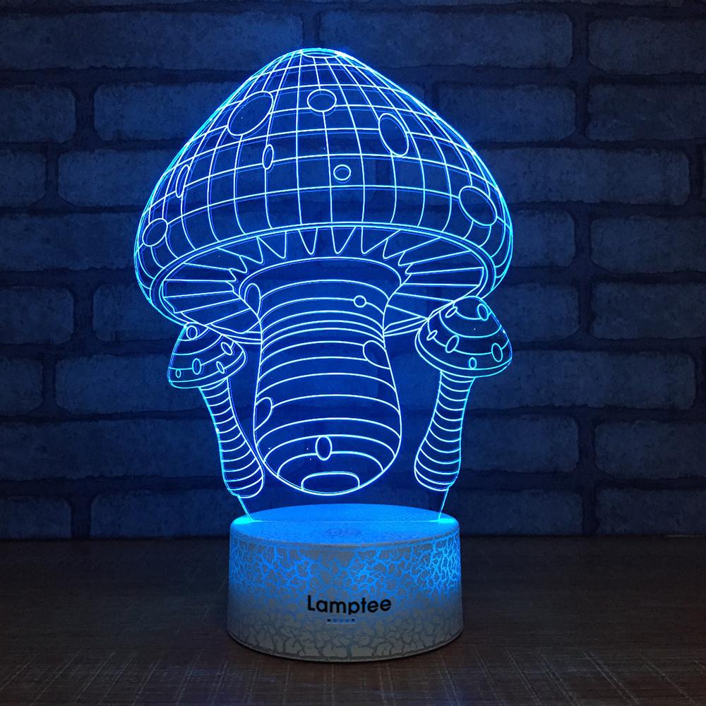 Crack Lighting Base Other Creative Cartoon Mushroom 3D Illusion Lamp Night Light 3DL053