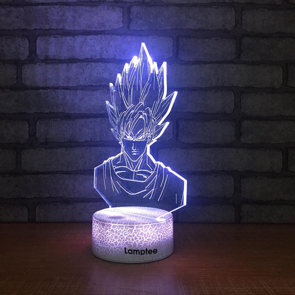 Crack Lighting Base Anime Dragon Ball Super Saiyan God Goku Action Figures 3D Illusion Lamp Night Light 3DL080