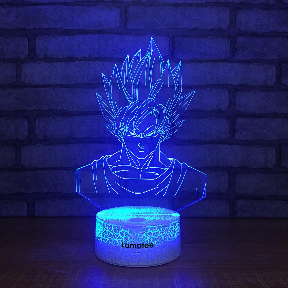 Crack Lighting Base Anime Dragon Ball Super Saiyan God Goku Action Figures 3D Illusion Lamp Night Light 3DL080