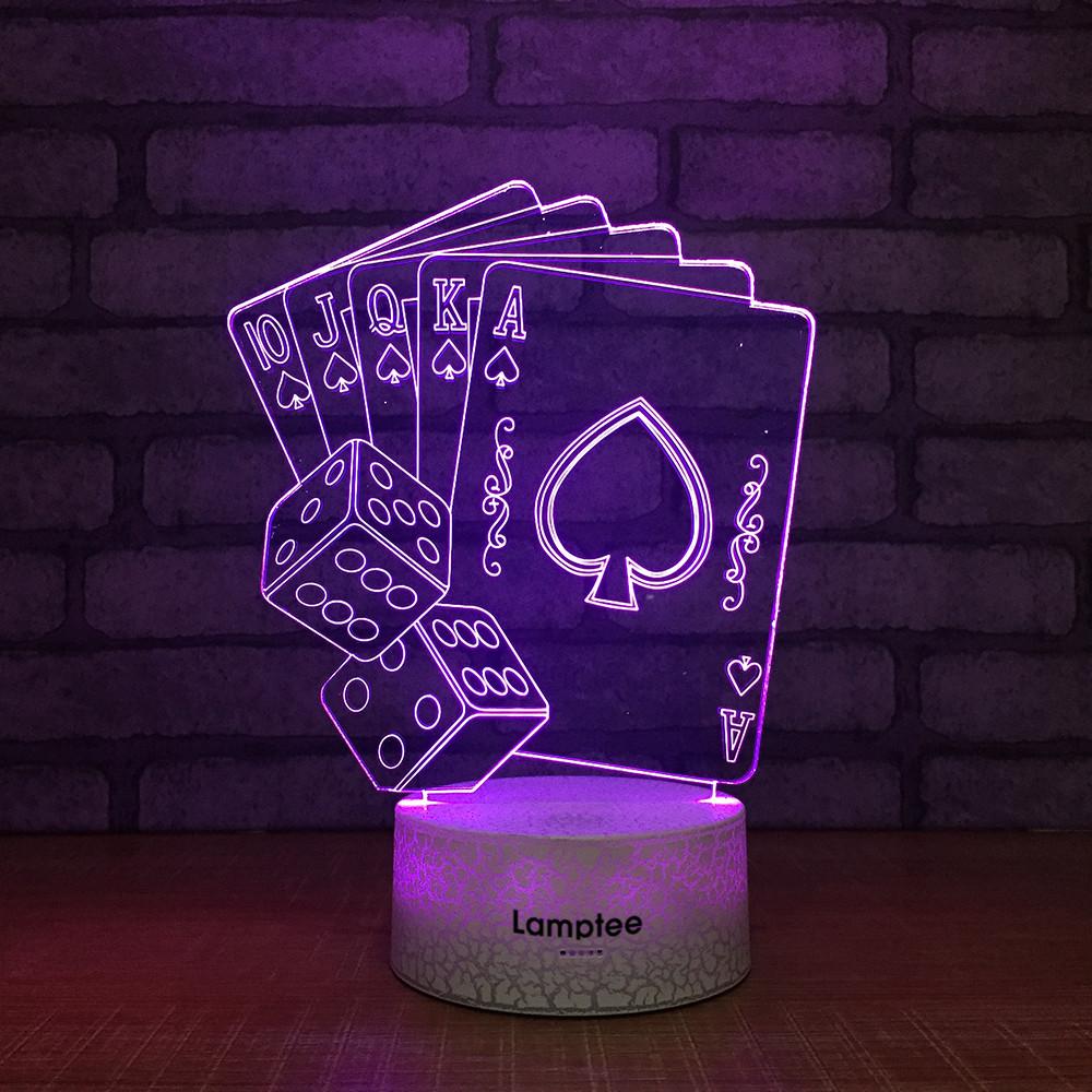 Crack Lighting Base Other Poker Cards Game Playing 3D Illusion Lamp Night Light 3DL087
