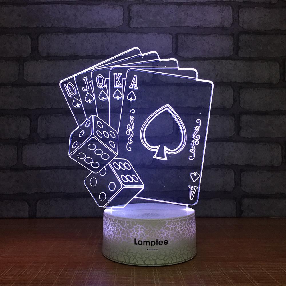 Crack Lighting Base Other Poker Cards Game Playing 3D Illusion Lamp Night Light 3DL087