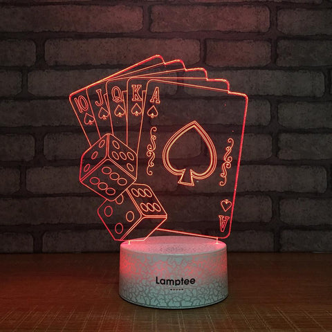 Image of Crack Lighting Base Other Poker Cards Game Playing 3D Illusion Lamp Night Light 3DL087