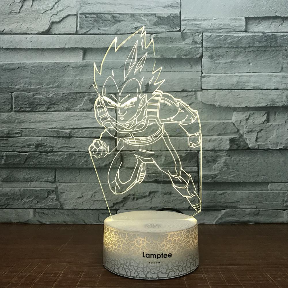 Crack Lighting Base Anime Dragon Ball Saiyan Vegeta 3D Illusion Lamp Night Light 3DL099