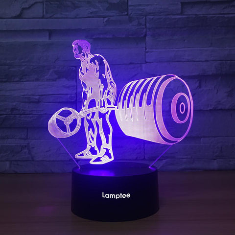 Image of Sport Weightlifting 3D Illusion Lamp Night Light 3DL1004