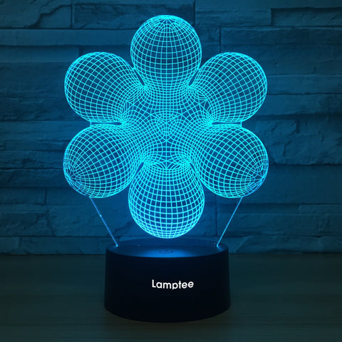 Image of Abstract Flower 3D Illusion Lamp Night Light 3DL1019