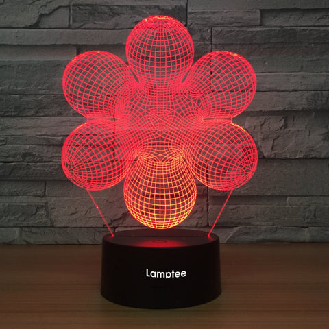 Image of Abstract Flower 3D Illusion Lamp Night Light 3DL1019