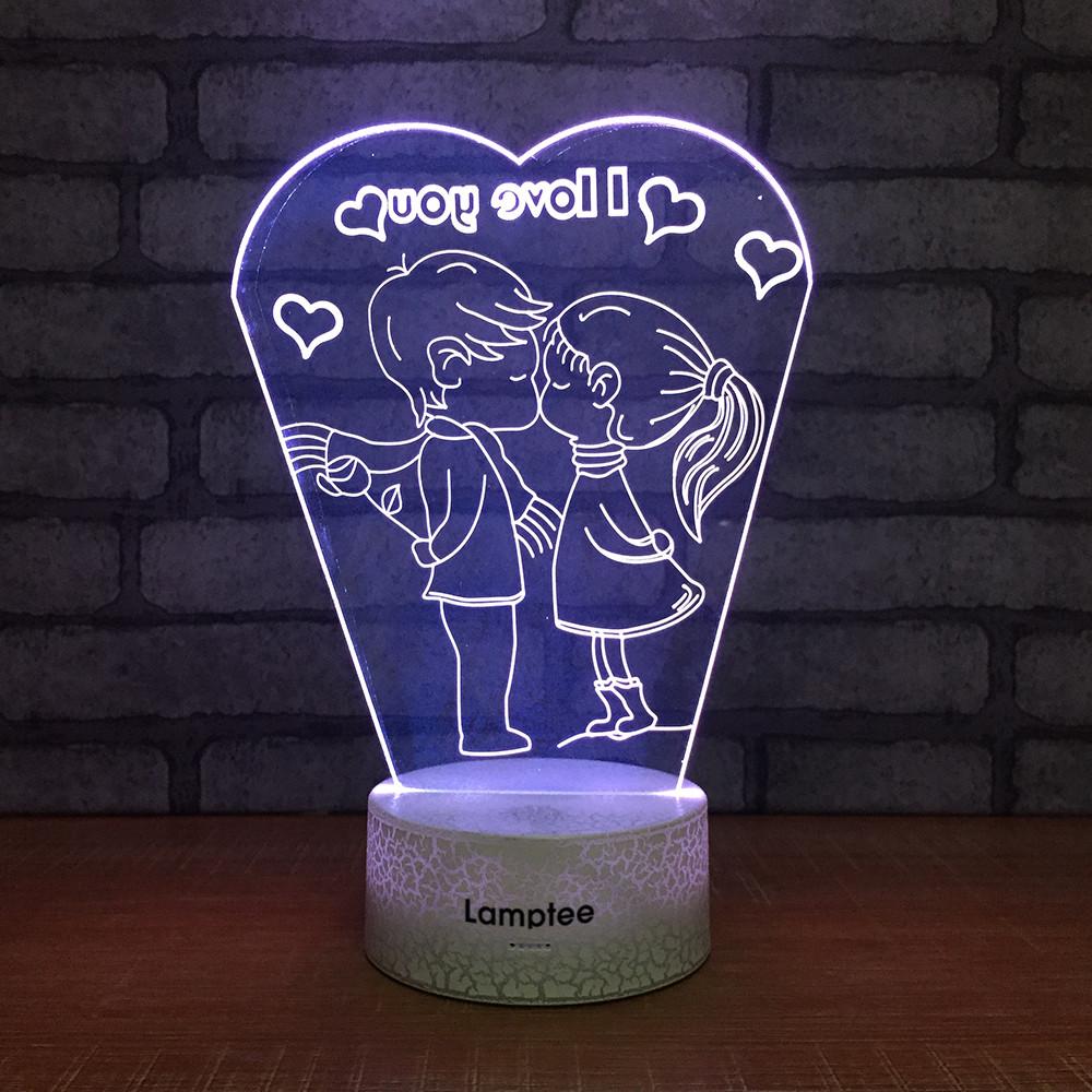 Crack Lighting Base Festival NEW Romantic I LOVE YOU 3D Illusion Lamp Night Light 3DL103
