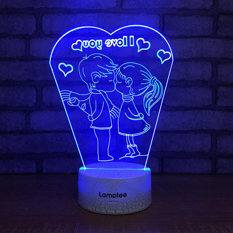 Image of Crack Lighting Base Festival NEW Romantic I LOVE YOU 3D Illusion Lamp Night Light 3DL103