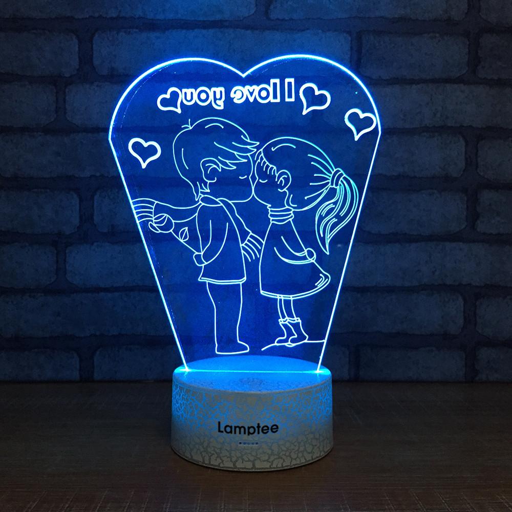 Crack Lighting Base Festival NEW Romantic I LOVE YOU 3D Illusion Lamp Night Light 3DL103