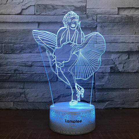 Image of Crack Lighting Base Art Marilyn Monroe 3D Illusion Lamp Night Light 3DL1036