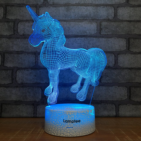 Image of Crack Lighting Base Animal Cute Pony 3D Illusion Night Light Lamp 3DL1051