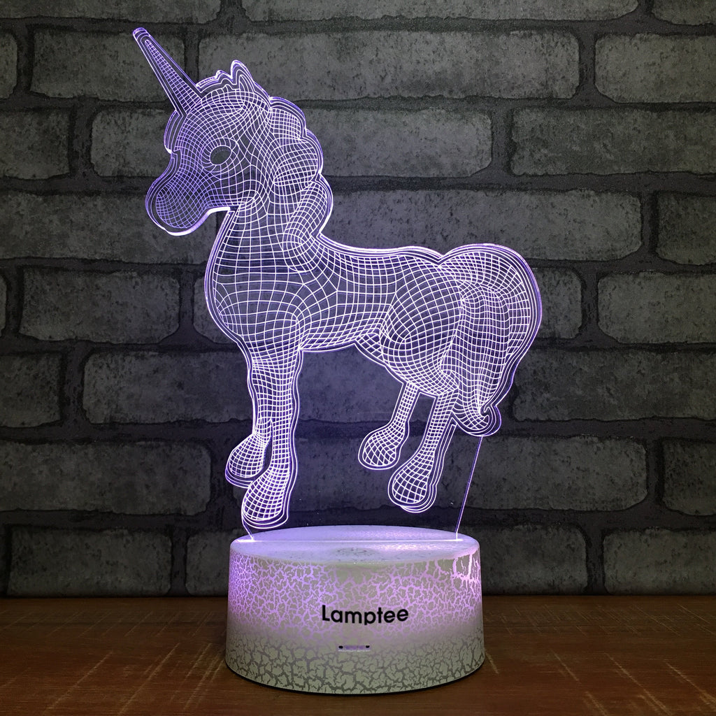 Crack Lighting Base Animal Cute Pony 3D Illusion Night Light Lamp 3DL1051