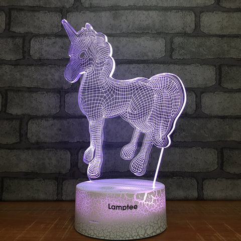 Image of Crack Lighting Base Animal Cute Pony 3D Illusion Night Light Lamp 3DL1051