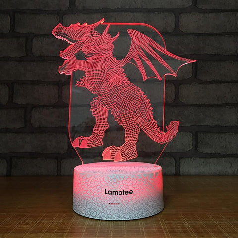 Image of Crack Lighting Base Animal Flying Dragon 3D Illusion Lamp Night Light 3DL1058