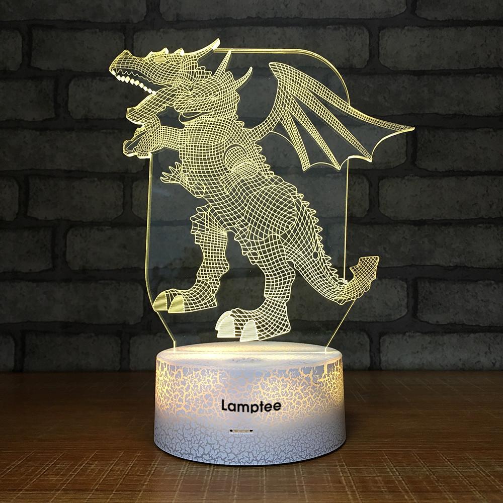 Crack Lighting Base Animal Flying Dragon 3D Illusion Lamp Night Light 3DL1058