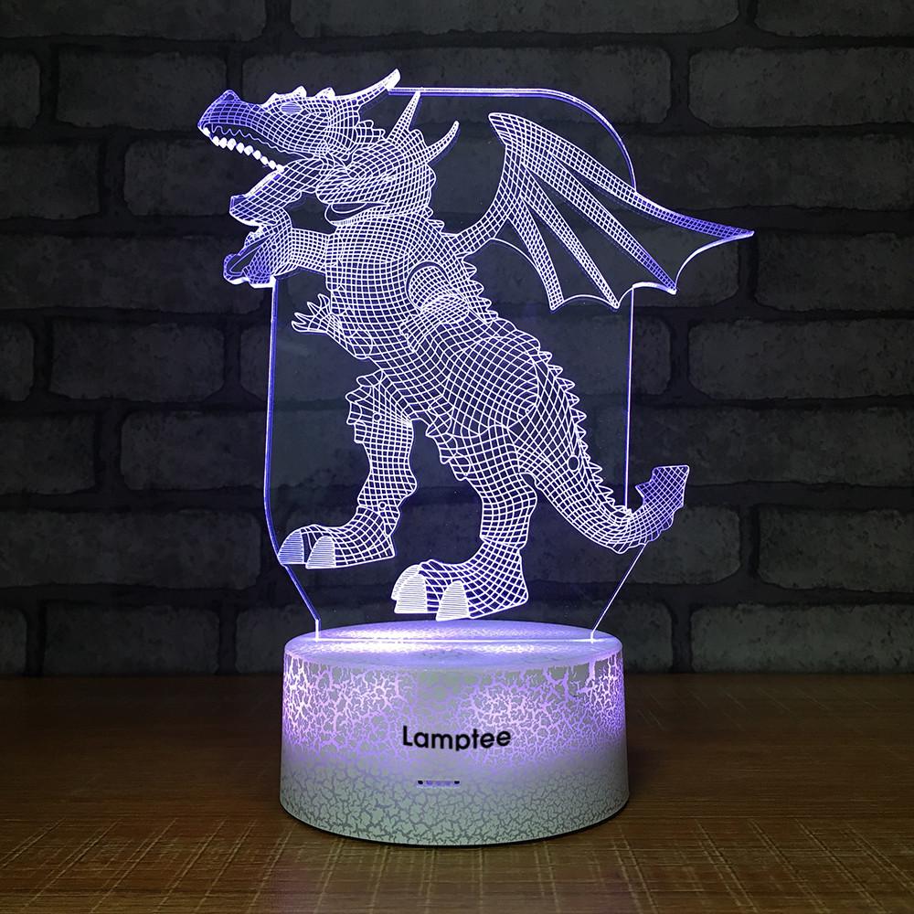Crack Lighting Base Animal Flying Dragon 3D Illusion Lamp Night Light 3DL1058