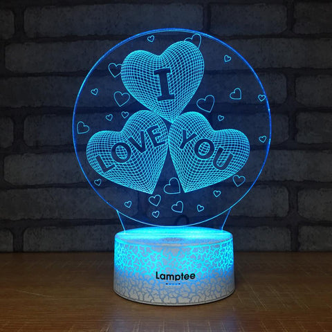 Image of Crack Lighting Base Festival Novelty Valentine's Day Love Heart 3D Illusion Lamp Night Light 3DL106