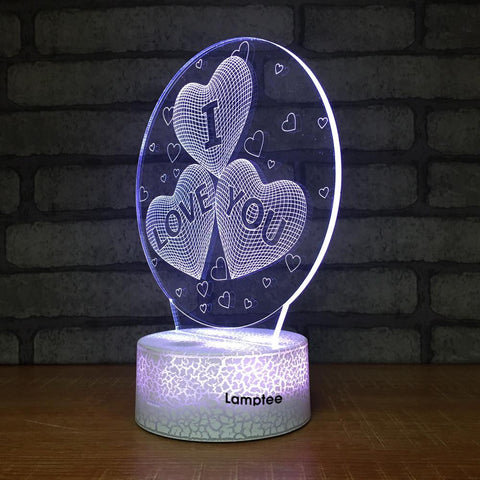 Image of Crack Lighting Base Festival Novelty Valentine's Day Love Heart 3D Illusion Lamp Night Light 3DL106
