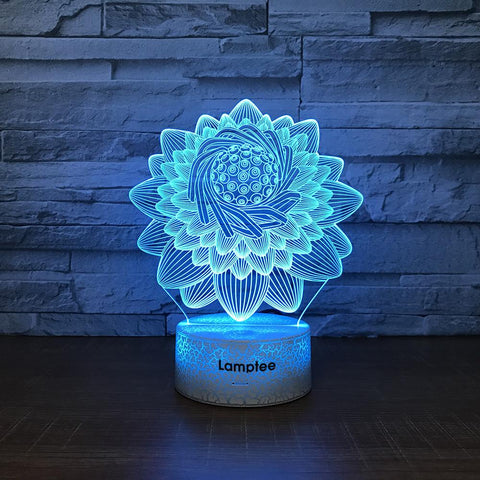 Image of Crack Lighting Base Abstract Lotus 3D Illusion Lamp Night Light 3DL1086