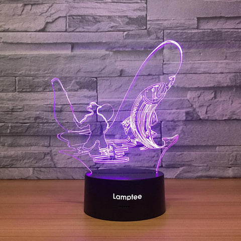 Art Fishing 3D Illusion Lamp Night Light 3DL1094