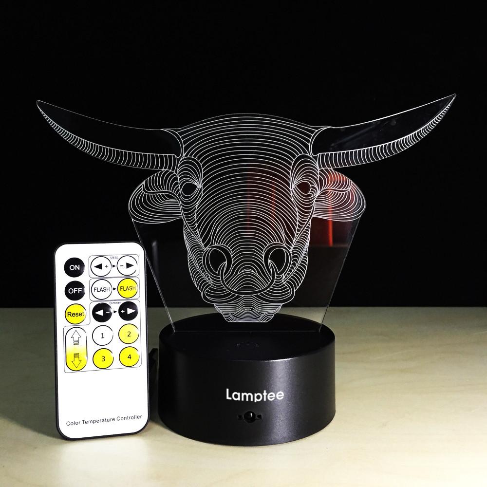 Animal Cow Head Shape 3D Illusion Lamp Night Light 3DL112