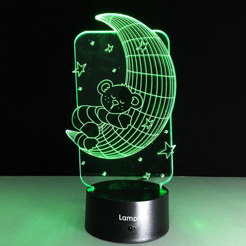 Image of Other Kawaii Moon And Bear 3D Illusion Lamp Night Light 3DL116