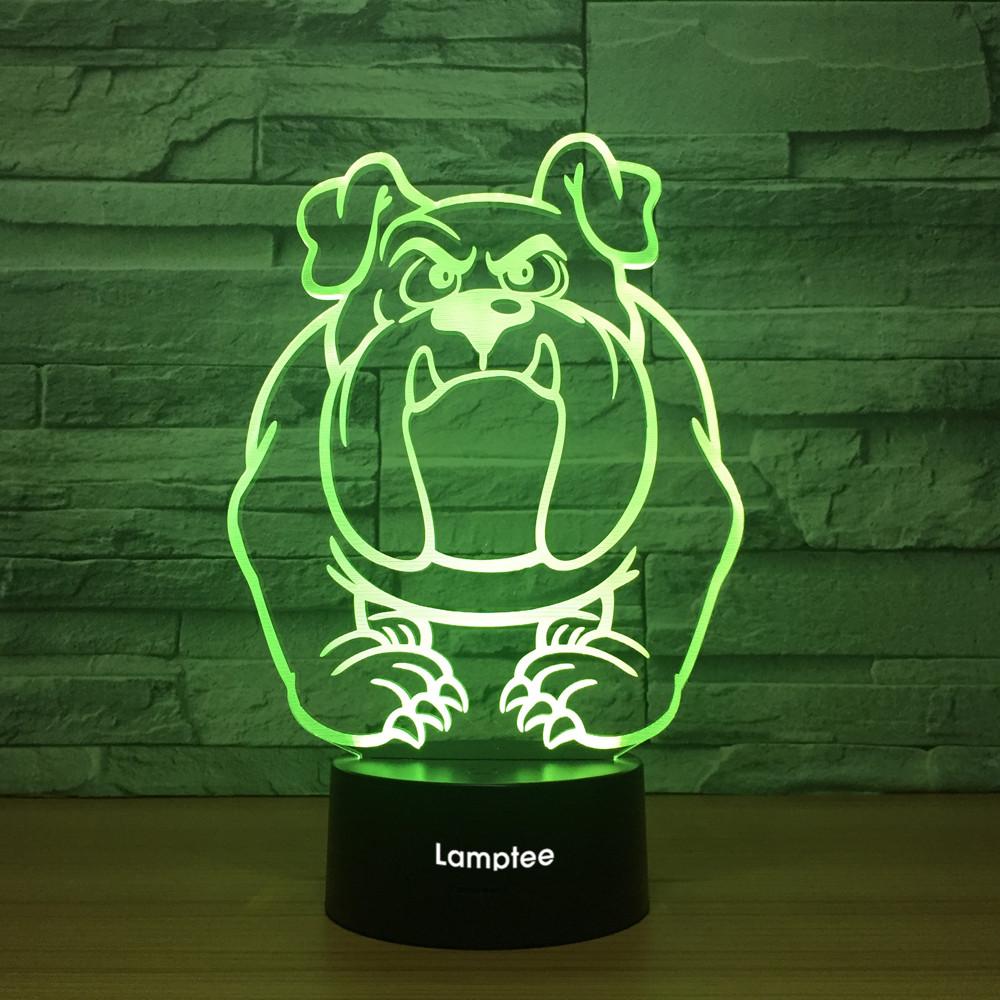 Animal Cool Bull Dog Shaped 3D Illusion Night Light Lamp 3DL1162