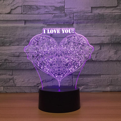 Image of Festival Love Shape Gift 3D Illusion Lamp Night Light 3DL1170
